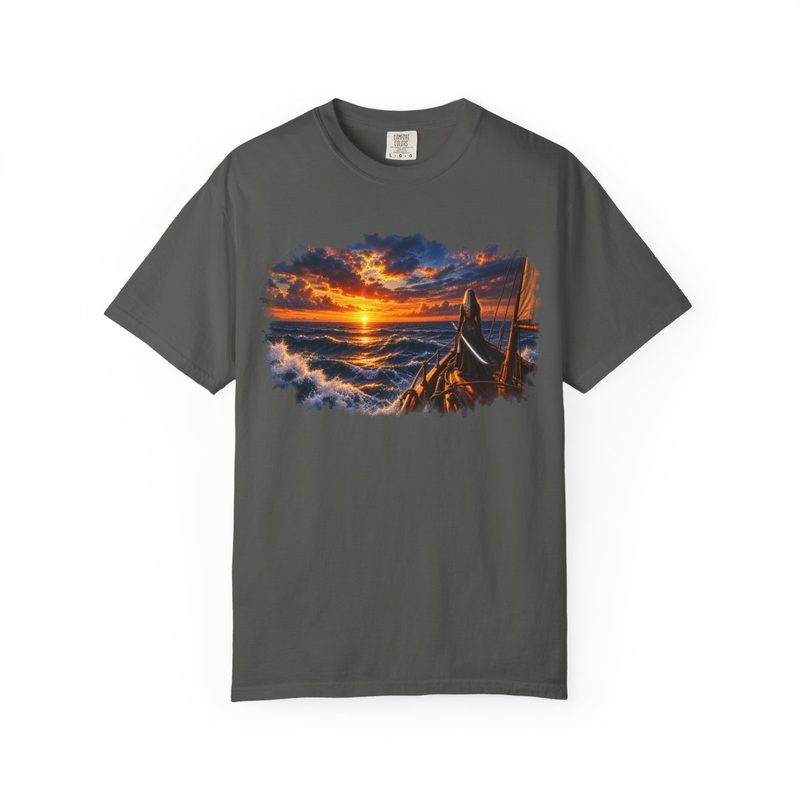 Open-Sea Adventure fantasy nature graphic T-shirt by Anna: Back to Nature, front view